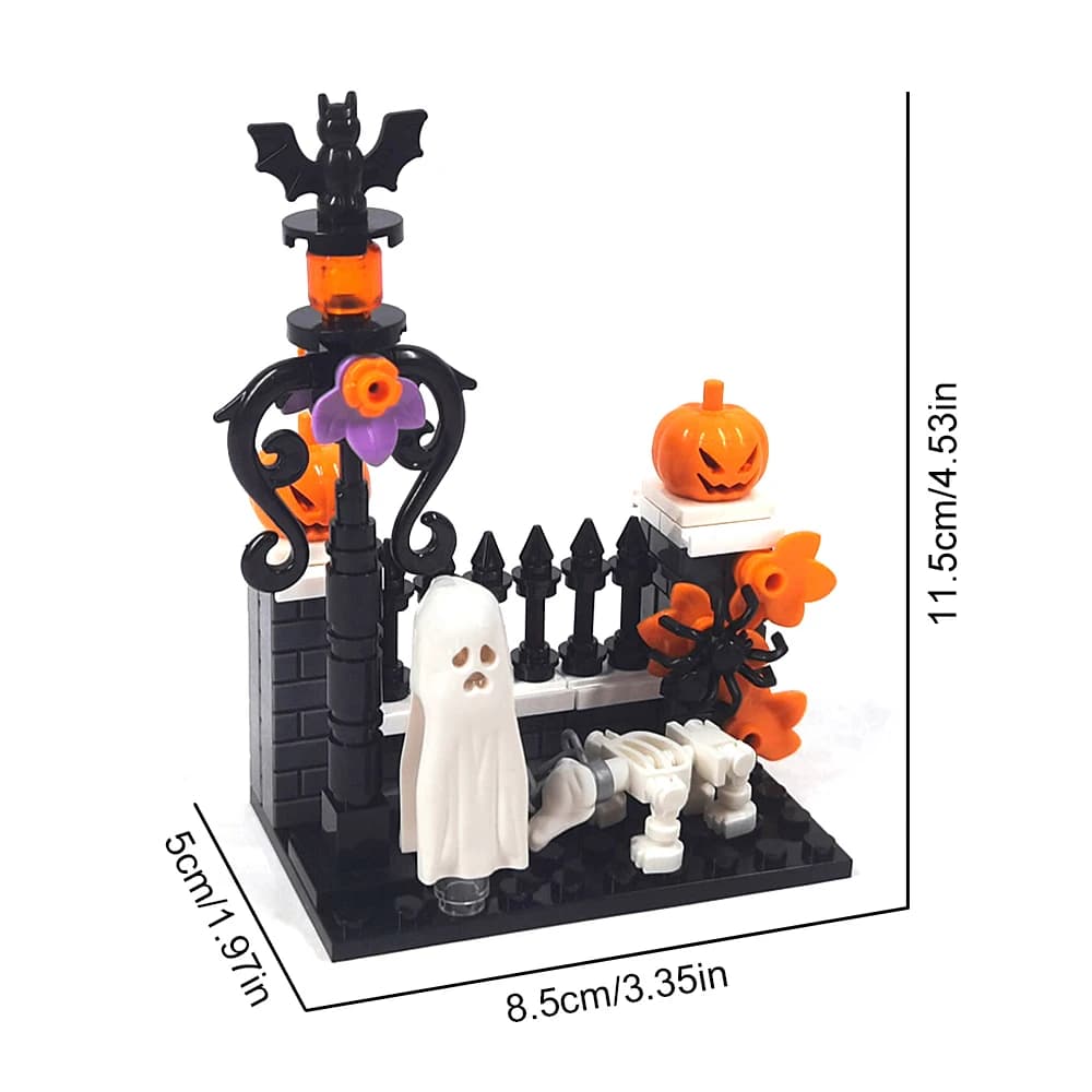 Ensemble de blocs de construction MOC Halloween : Maison hantée, Scène de cimetière d'horreur à asse