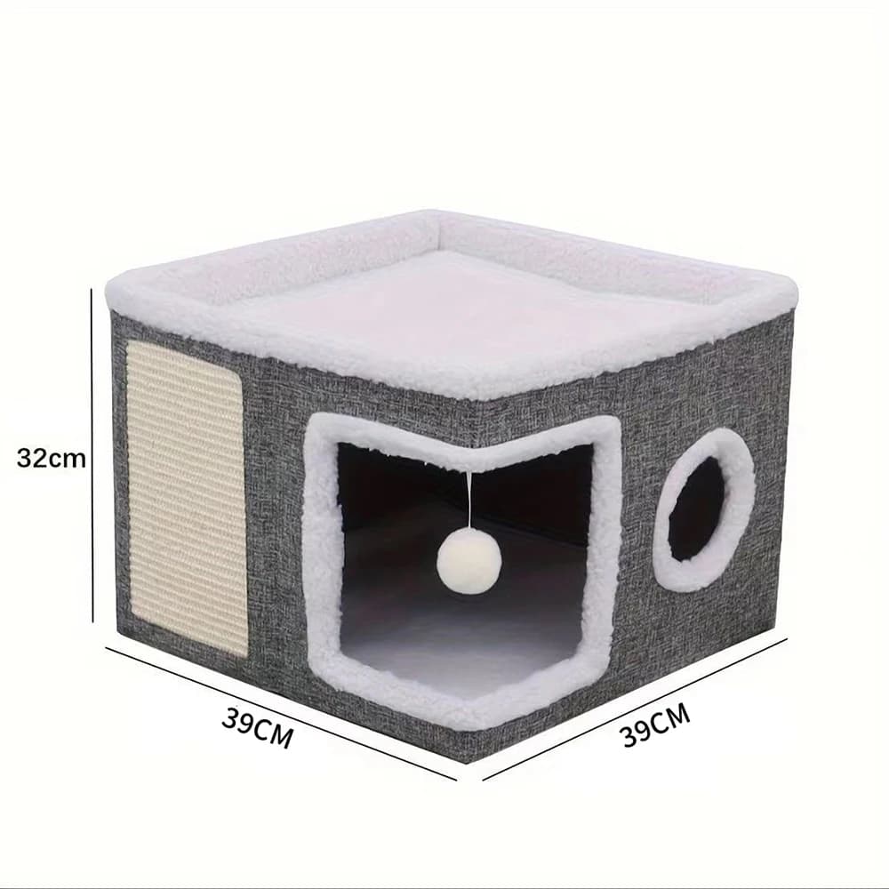 Maison pour chat multi-niveaux 4 saisons – Conception pliable d'intérieur, planche à gratter et base