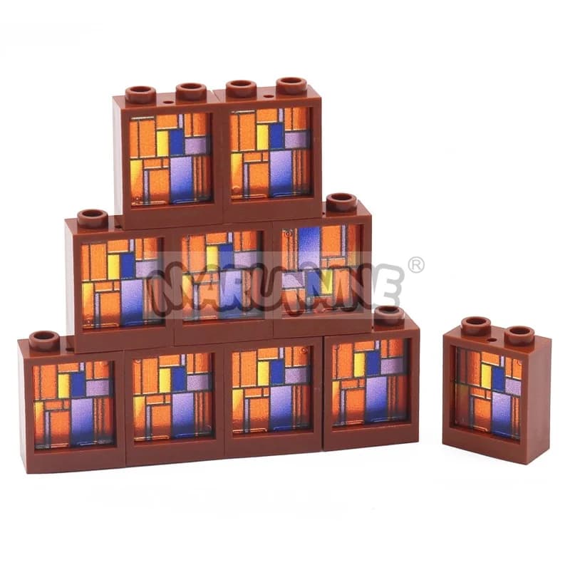 MARUMINE MOC – bloc de construction en brique, fenêtre imprimée, cadre en verre 1x2x2, vue sur la ru
