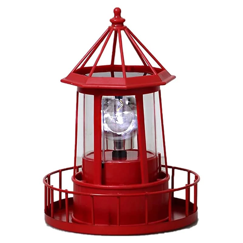 Phare solaire à LED, lampe rotative résistante à 360, décoration de cour, tours de jardin étanches,
