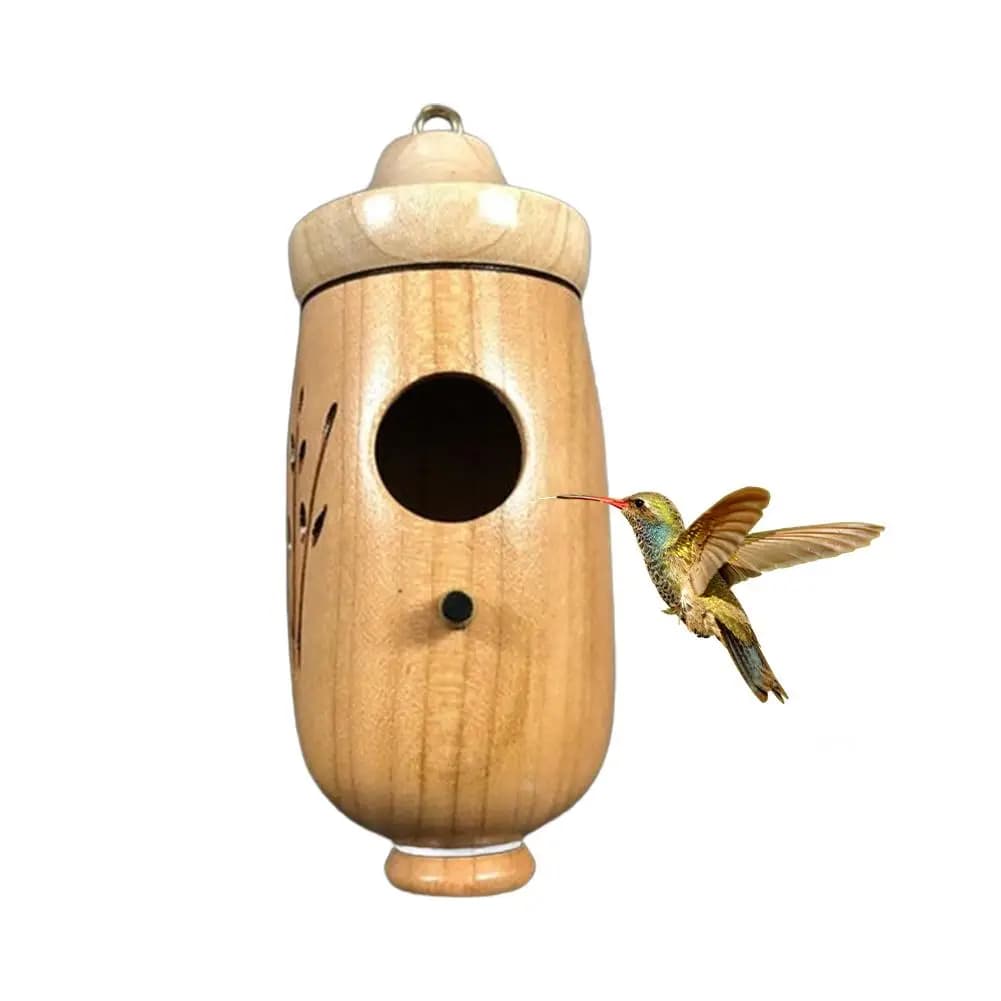 Nichoir en bois suspendu pour colibris, nid artisanal pour oiseaux sauvages, décoration de jardin ex