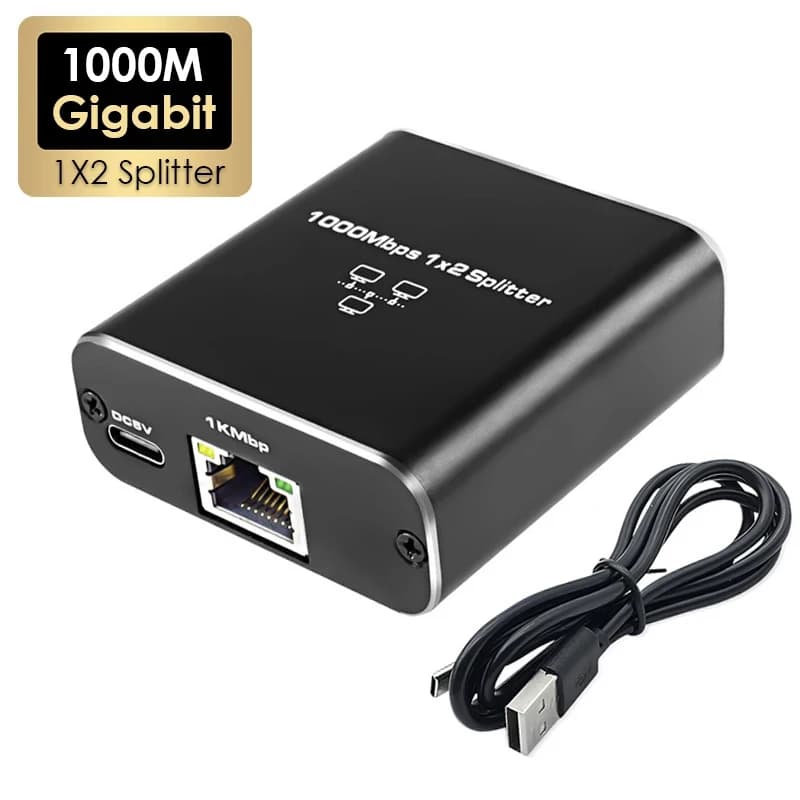 Répartiteur réseau Gigabit 1x2 1000 Mbps, adaptateur Ethernet RJ45 1 à 2 voies, coupleur réseau 1G 1