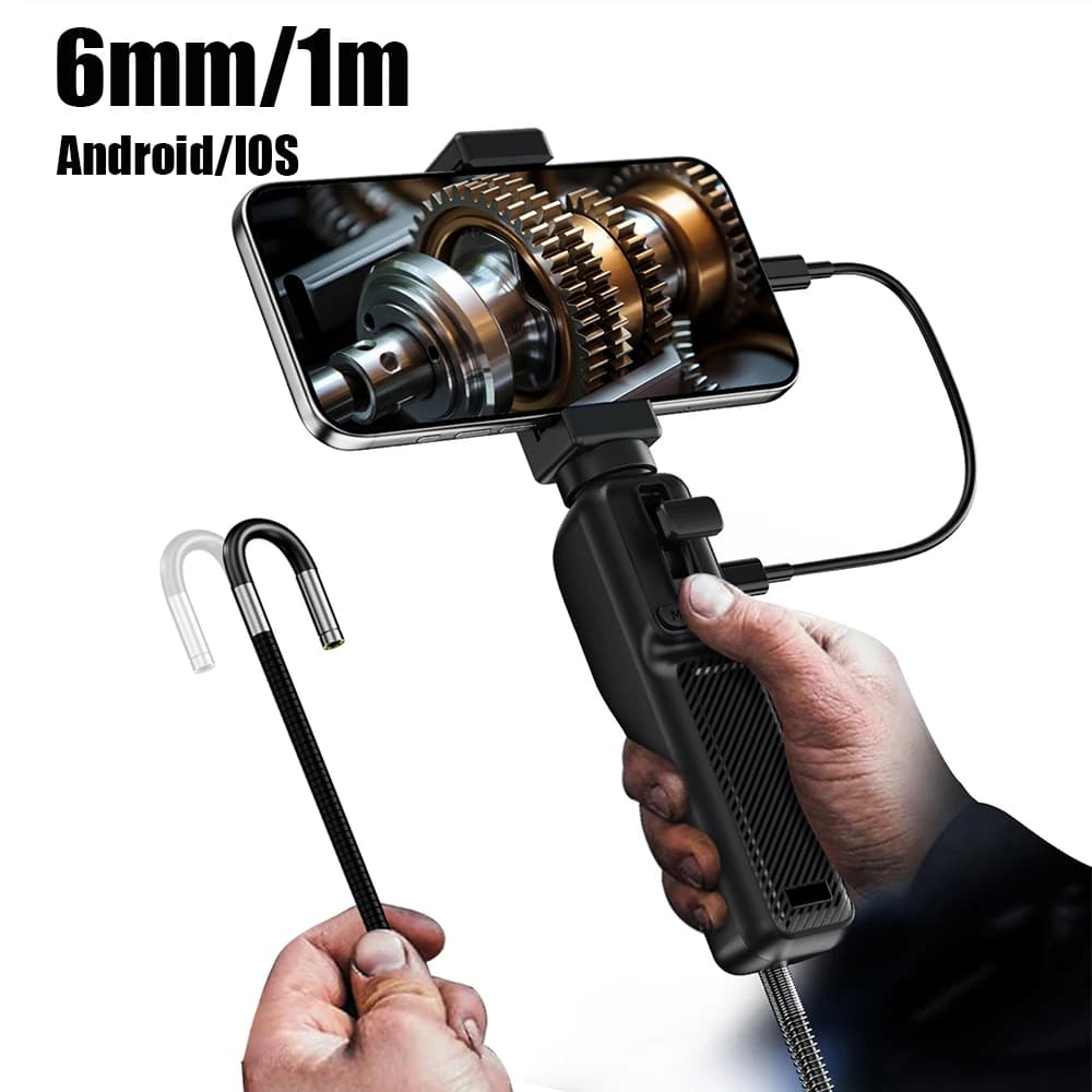 360 ° Caméra endoscopique articulée bidirectionnelle Type-C 6 mm/1 m HD 1080P, boroscope pour insp