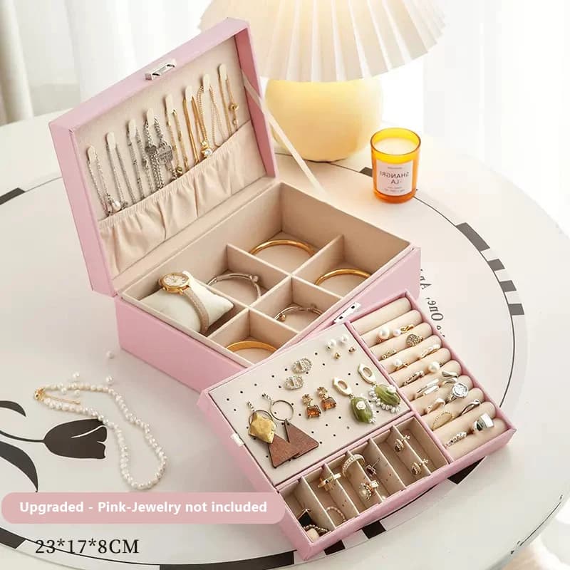 Boîte à bijoux pour femmes, organisateur de bijoux à 2 niveaux, boîtes à bijoux pour filles, pour bo