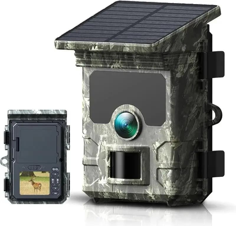 Caméra de chasse à panneau solaire étanche 30MP 2K, pour l'extérieur, surveillance de Vision nocturn