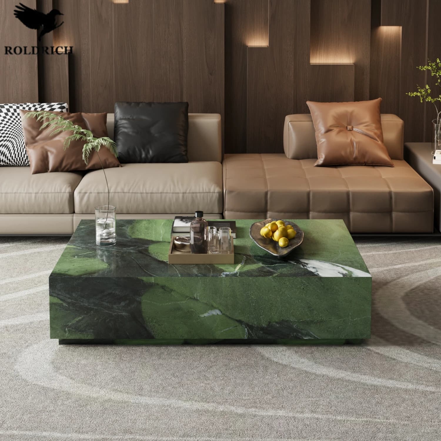 Table basse en marbre, plateau en pierre luxueuse, couleur et taille personnalisables, accessoires d