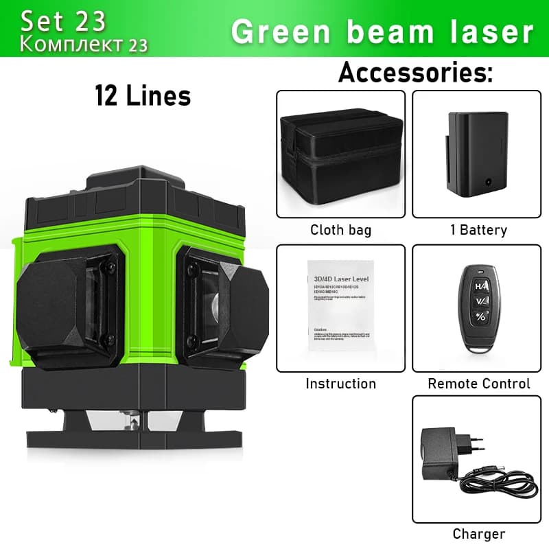 Clubiona 16/12 lignes niveau Laser professionnel lignes vertes Super puissantes avec batterie Li-ion