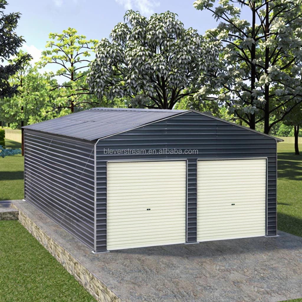 Abri de voiture extérieur 20x20 pieds (6x6 m) avec structure en acier galvanisé et toit en tôle, sty