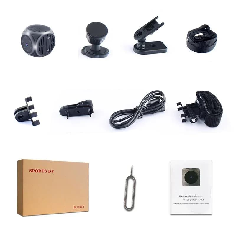 Mini caméra espion statique portable 1080P HD, vision nocturne, grand angle, détection de mouvement,