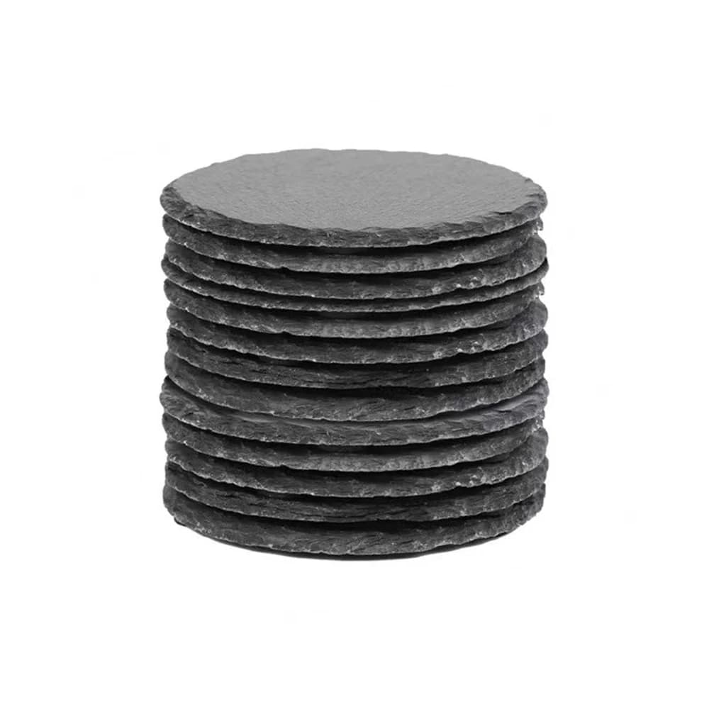 Sous-verres ronds en ardoise naturelle, 10 pièces, sous-verres isolants en pierre noire pour Table b