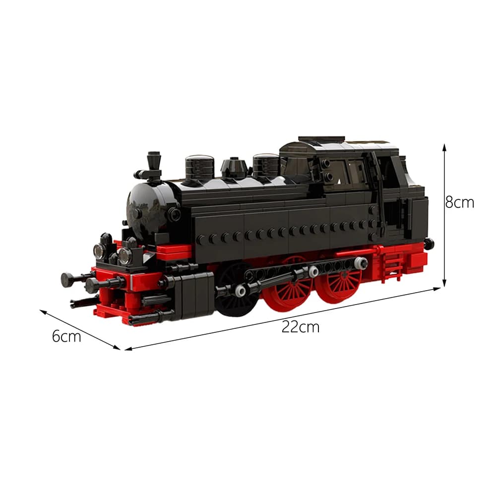 Blocs de construction MOC de Locomotive à vapeur BR 80, moteur de char allemand avec tiges motrices,