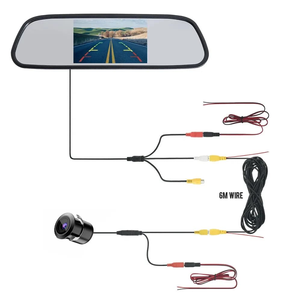 Caméra de recul HD avec moniteur de rétroviseur pour voiture, stationnement de véhicule, écran 4.3"
