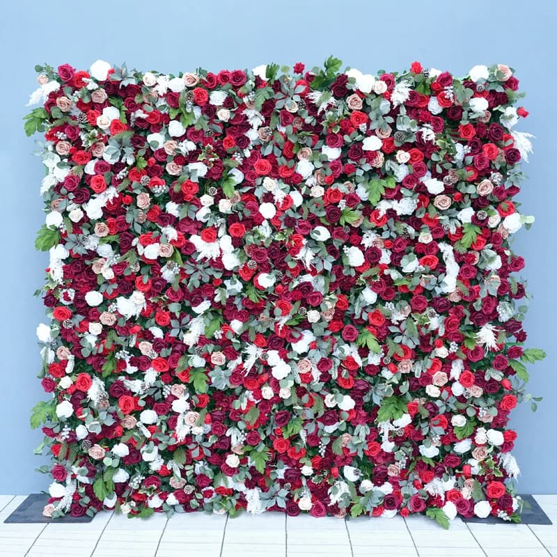A8778 bordeaux rouge Rose verdure enrouler tissu 5D fleur mur mariage toile de fond Arrangement Flor