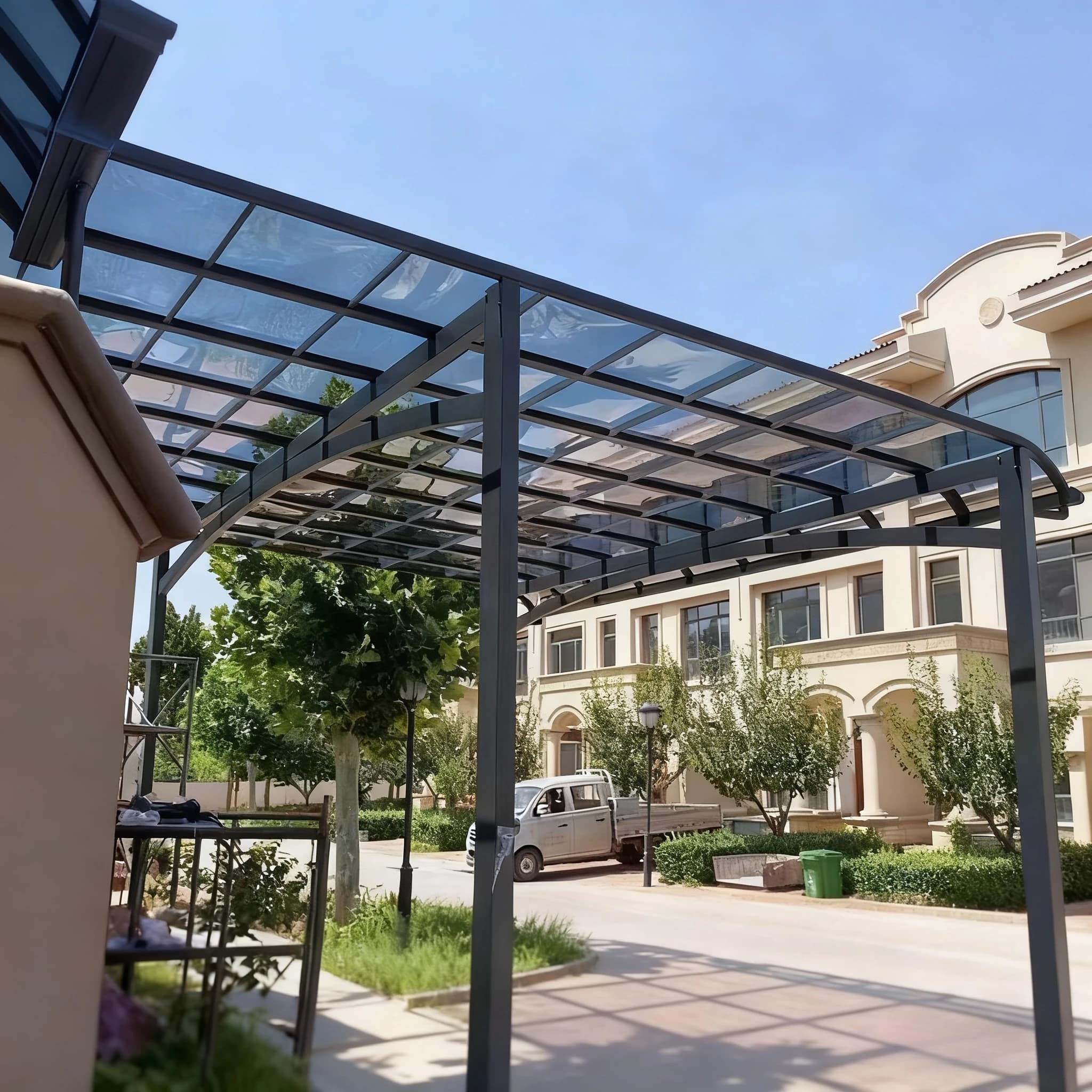 Auvent extérieur insonorisé en Polycarbonate-chambre de parasol de pluie en aluminium de cour de Vil