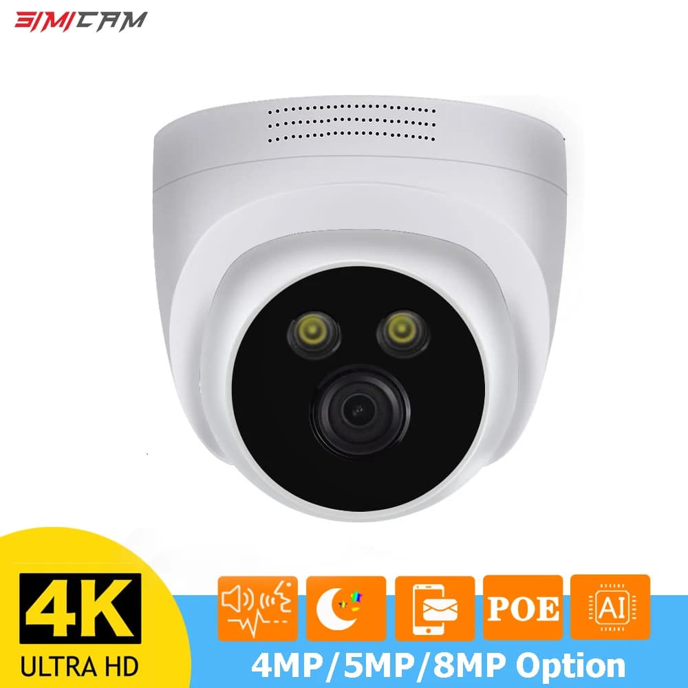 Caméra de vidéosurveillance CCTV POE IP 4K 8MP 5MP 4MP pour NVR Onvif H265 dôme Audio Indoorf Vision