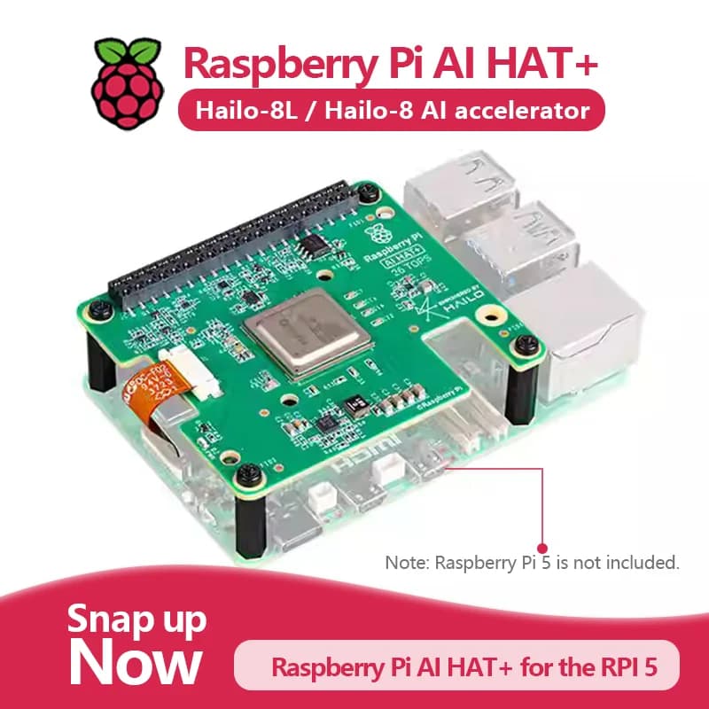 Raspberry Pi 5 AI HAT +-Kit d'Intelligence Artificielle Officiel, avec Hailo8l/Hailo8 Accelerator Te