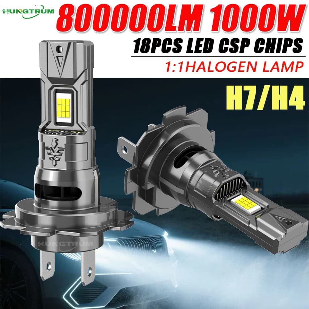 Feux LED Canbus H7 H4 pour voiture, phare haute puissance, ampoule turbo ultra puissante, ampoule LE