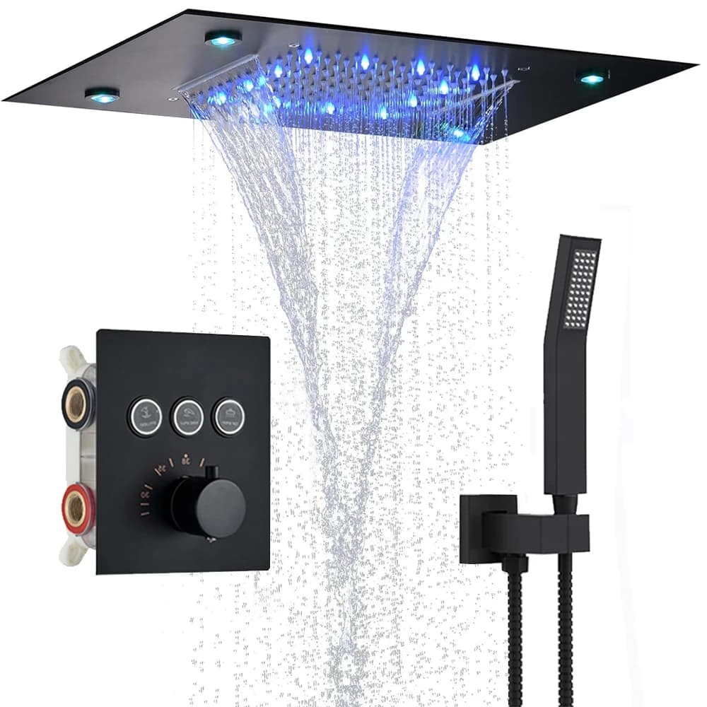 Ensemble de système de douche de pluie thermostatique à affichage numérique, pomme de douche de plaf