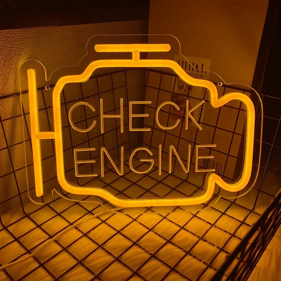 Enseigne au néon LED pour vérifier le moteur icône sculptée en 3D utilisée pour la chambre à coucher