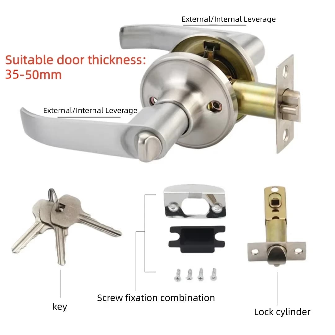 Serrure de poignée de porte domestique ronde, sécurité, confidentialité, portes avant coulissantes,