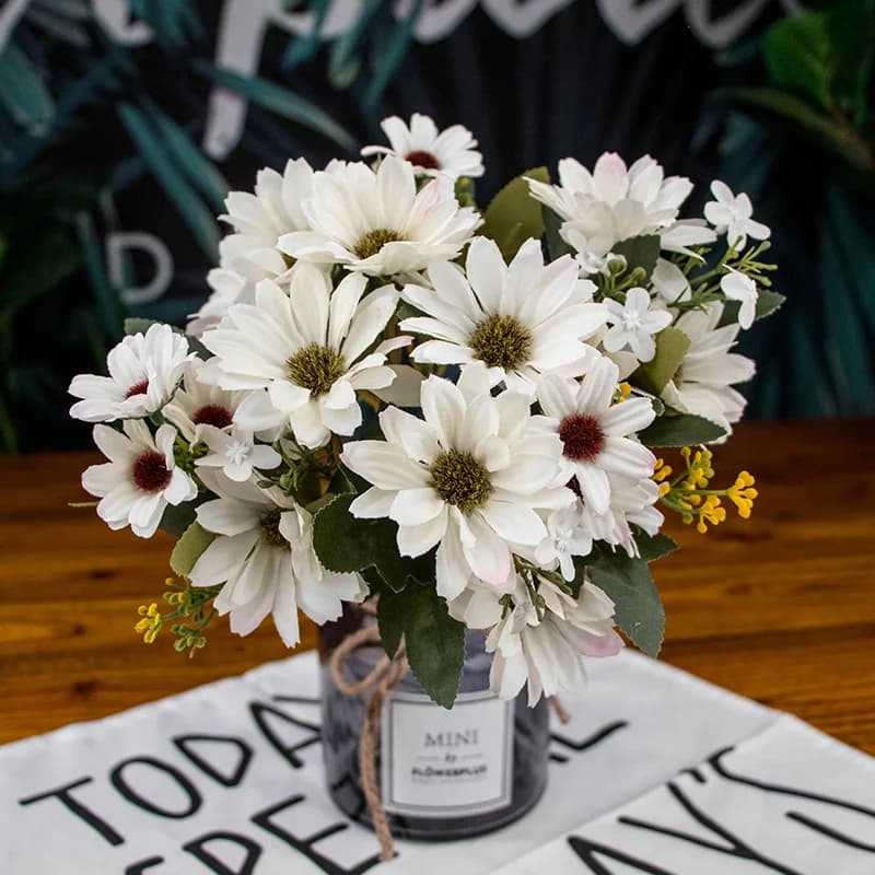Fleur de marguerite pour le bricolage, bouquet de tournesol en soie pour mariage, maison, décoration