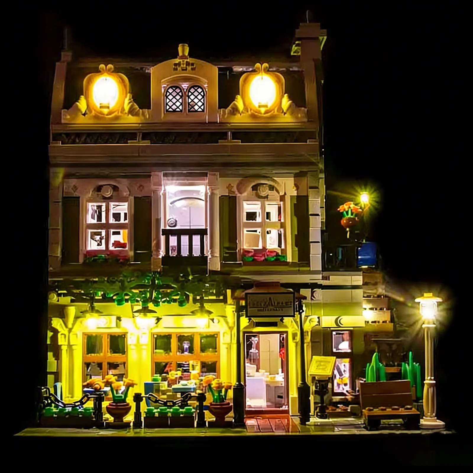 Kit d'éclairage LED LYBTWF compatible avec les blocs de construction Lego 10243 Restaurant parisien