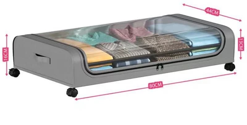  Boîte de rangement pour fond de lit avec roulettes, organisateur anti-poussière pour vêtements,