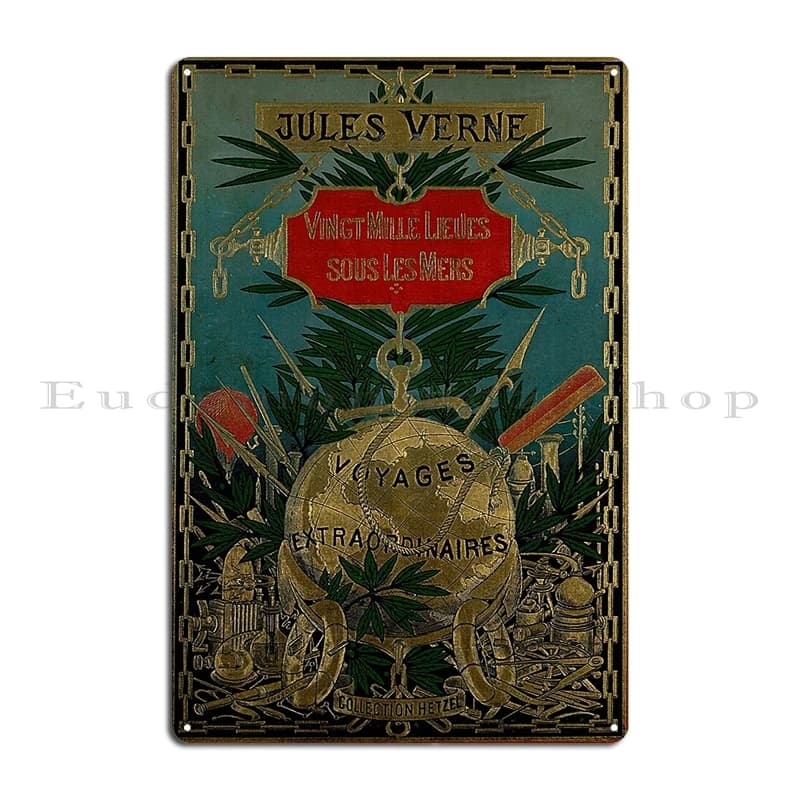 Jules Verne voyages extraordinaires père de Steampunk Neptune affiche de voyage en métal rétro impre