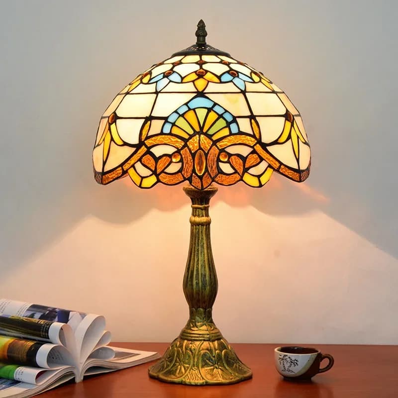 Lampe de Table turque Tiffany vitrail avec libellules, lampe de bureau Vintage pour chambre à couche