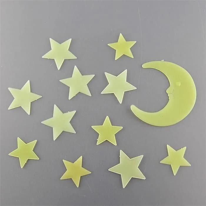 Autocollants muraux fluorescents étoiles lune soleil, lueur lumineuse dans la nuit, pour la maison (