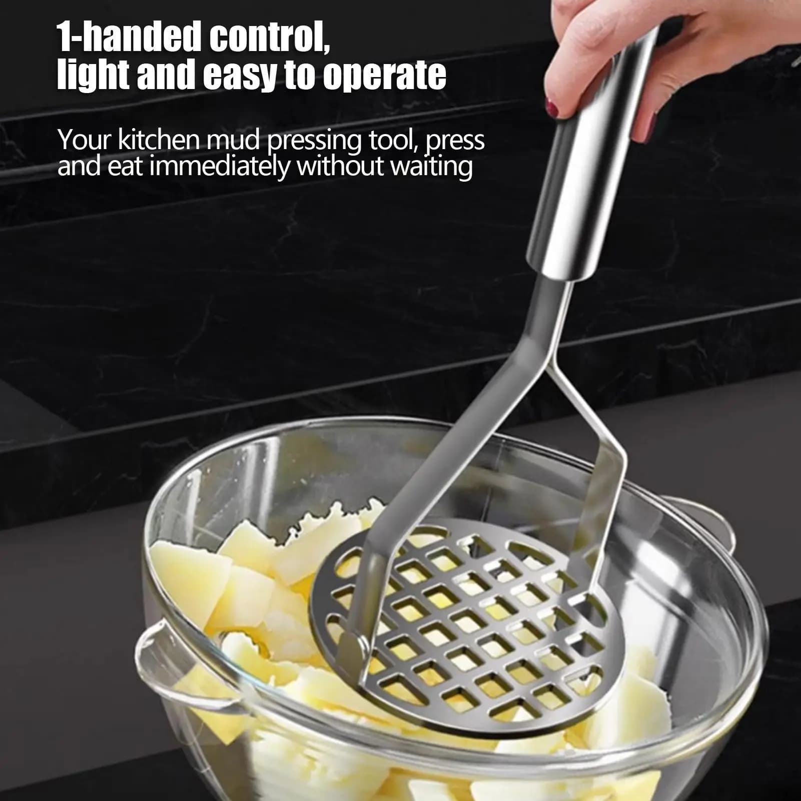 Écrase-purée manuel en acier inoxydable, ustensile de cuisine robuste pour écraser les pommes de ter