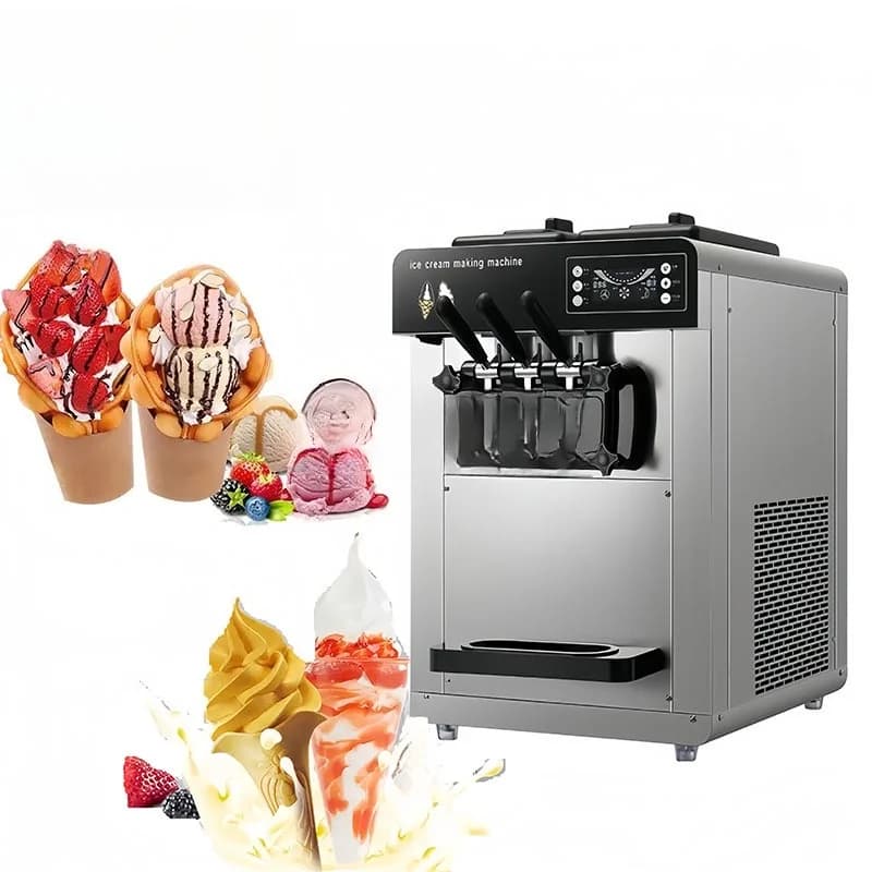 Machine à crème glacée molle à 3 saveurs Machine à crème glacée mécanique