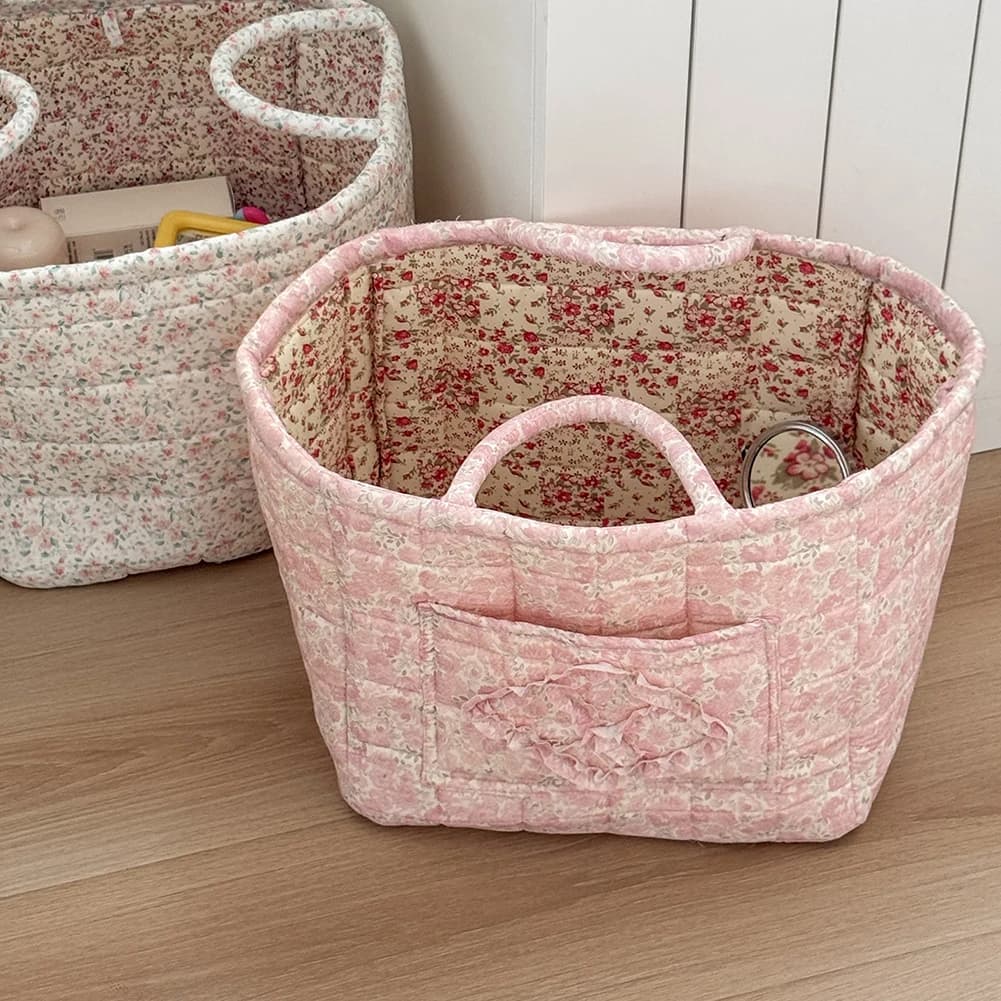 Bac de rangement pour linge pastorale en tissu avec poignées faciles à transporter, panier à vêtemen
