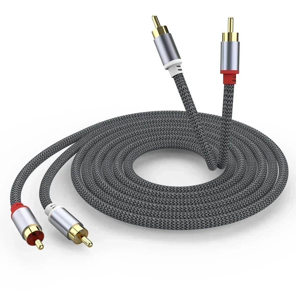 Câble RCA 2 câbles stéréo Rca à 2 câbles stéréo mâle vers mâle prise de câble Aux pour Home cinéma H