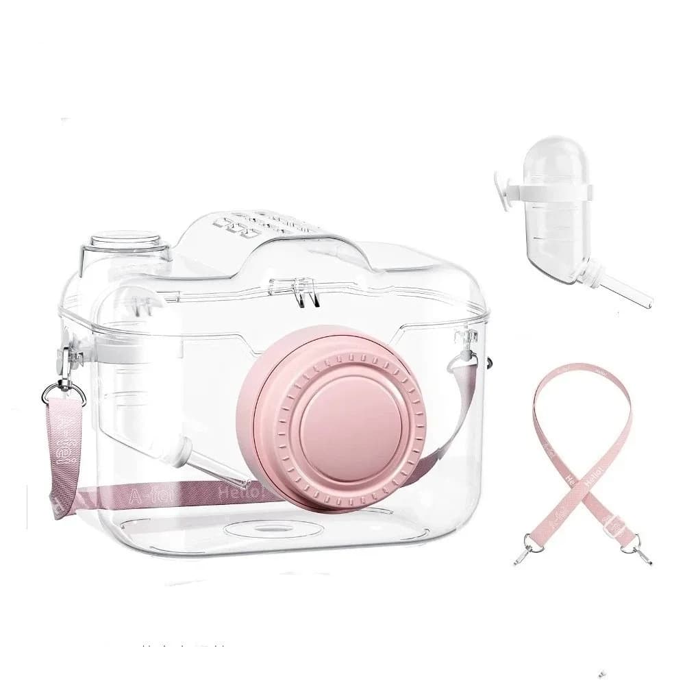 Cage de transport transparente pour hamster, ventilée avec bouteille d'eau, sac de transport pour an