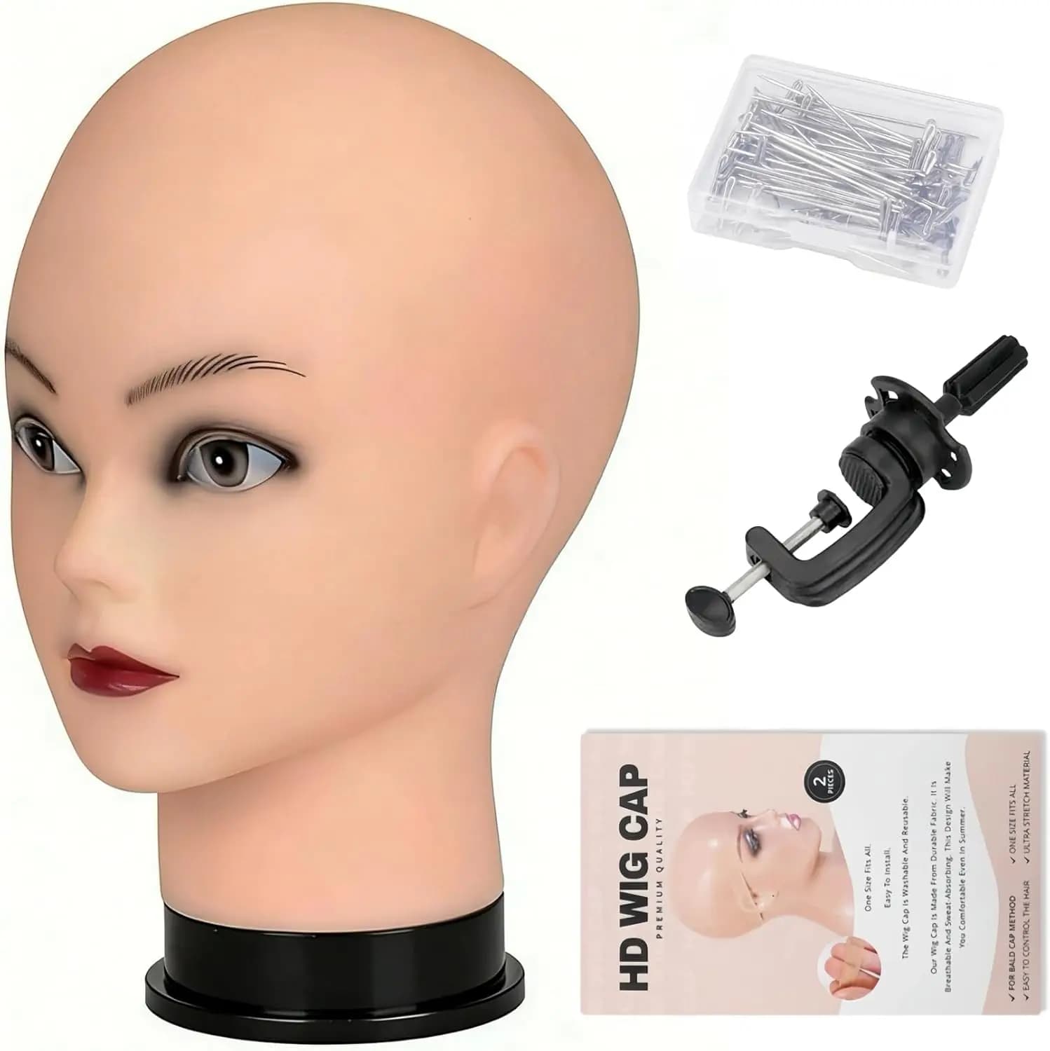 Tête de mannequin chauve professionnelle pour perruques, tête de poupée pour la fabrication de perru