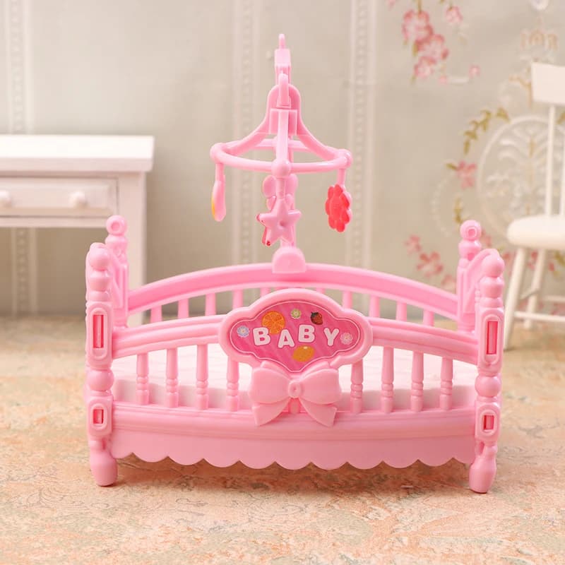 Mini berceau de simulation pour maison de poupée 1/12, modèle de lit de bébé, meubles de chambre à c