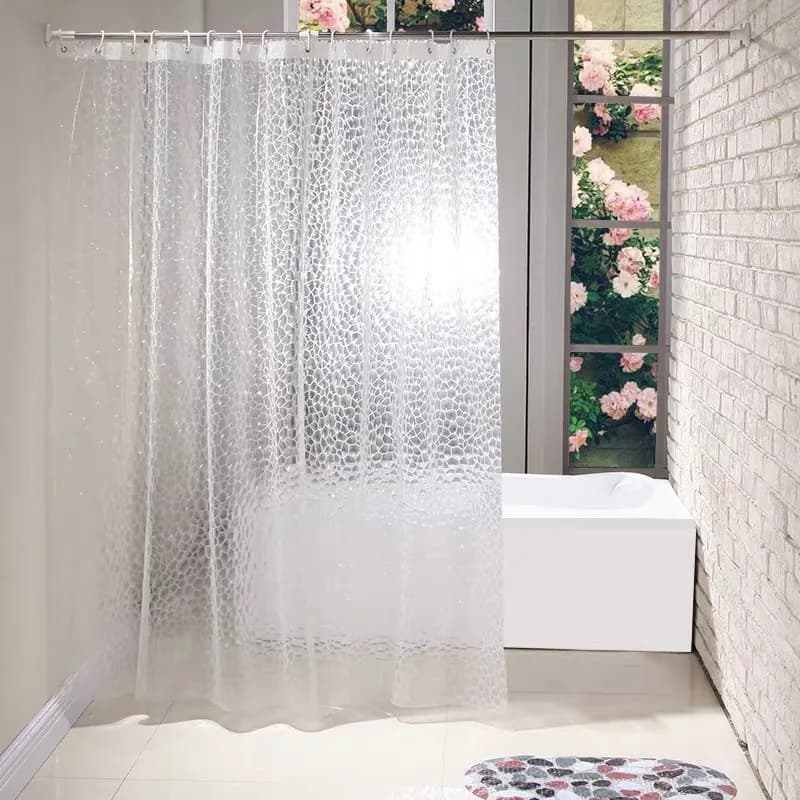【 Water Light Glass 】 Rideau de douche translucide en forme de cube d'eau, texture de cristal de gla