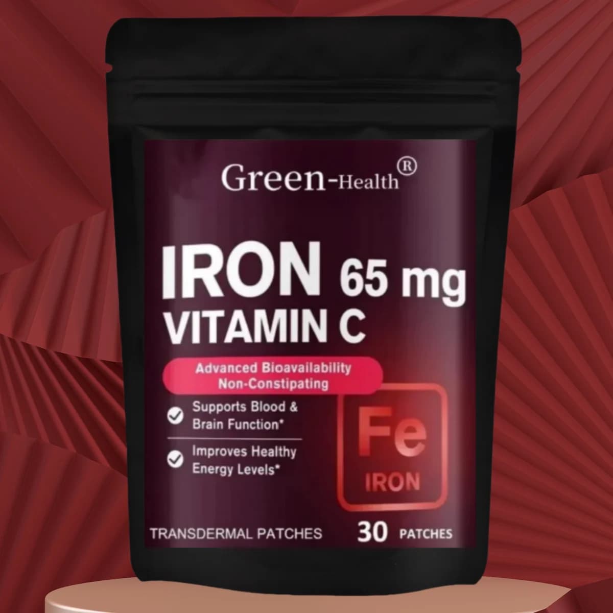 30 patchs patchs transdérmiques en fer pour femmes et hommes, avec vitamine C, sang, énergie, muscle