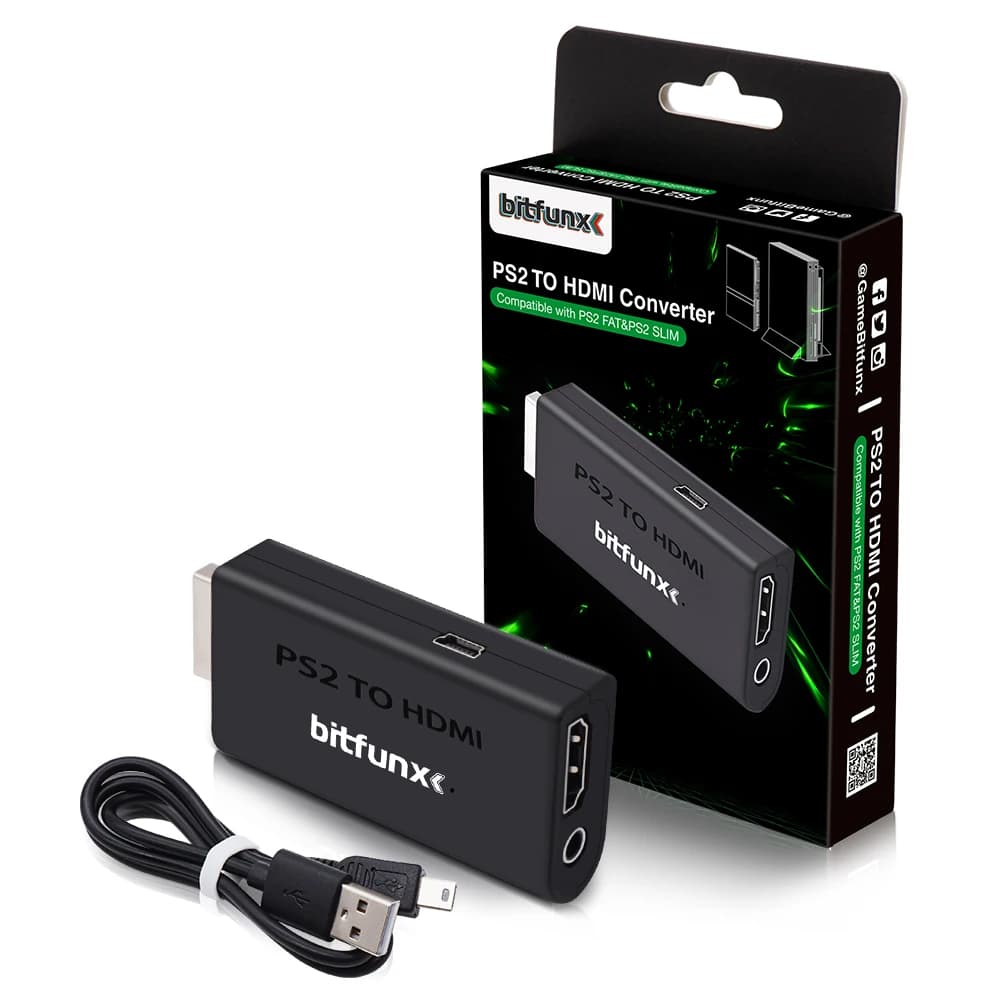 Bitfunx PS2 YPBPR vers HDMI ™ Adaptateur convertisseur Audio-vidéo 3,5 mm pour console SONY Playst