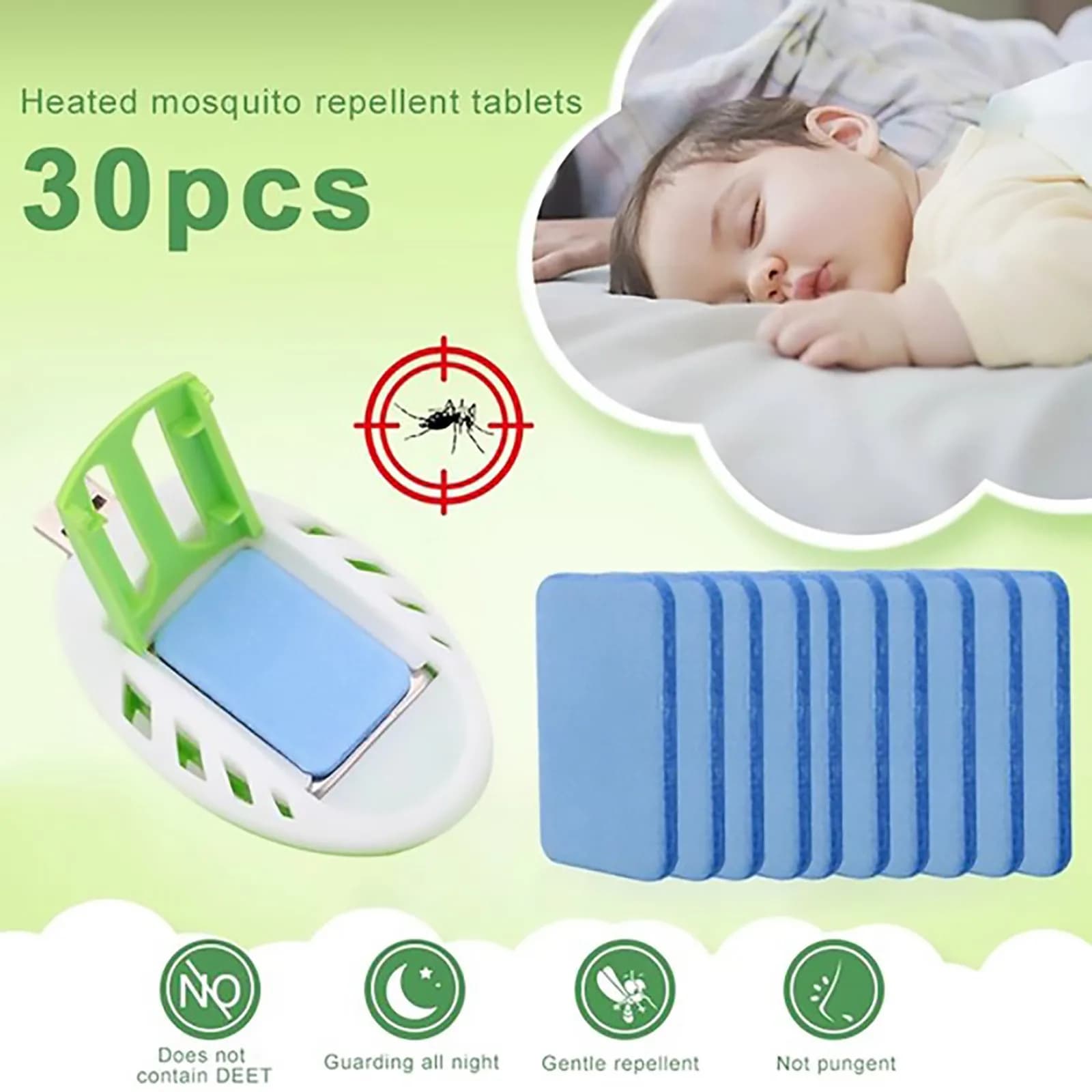 Tablettes Répulsives Moustiques Chauffantes 30 pièces – Sans Danger pour Bébé, Non Piquantes – Recha