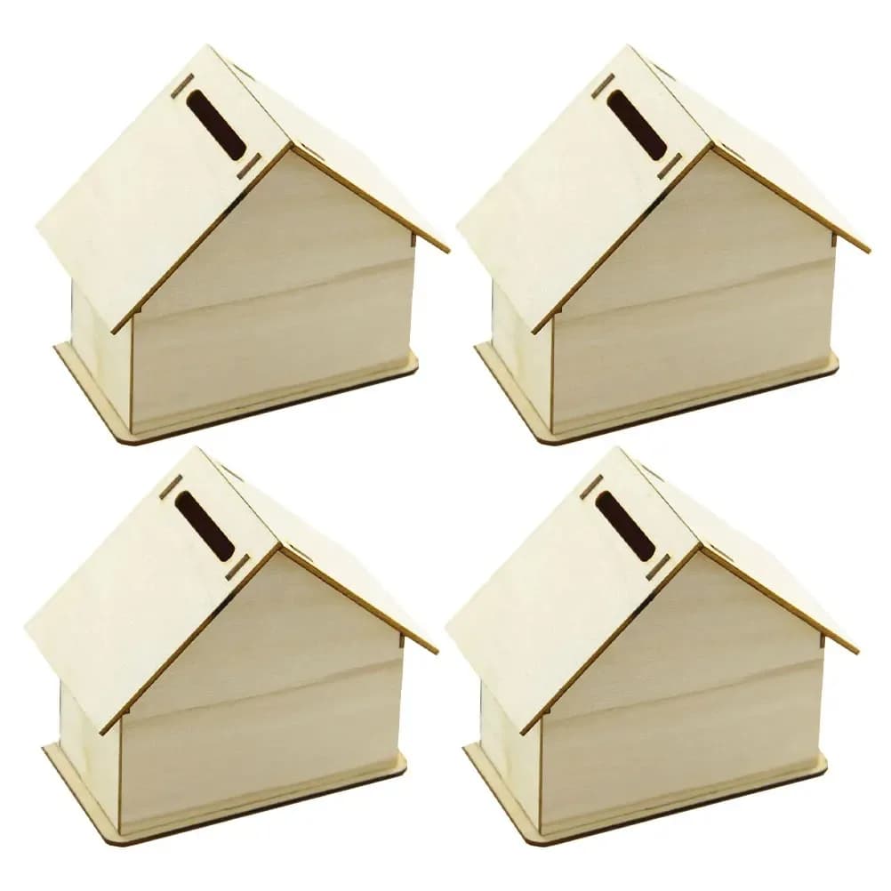 Boîte de rangement de maison en bois, 4 pièces, peinture à la main, support en bois vierge, conteneu