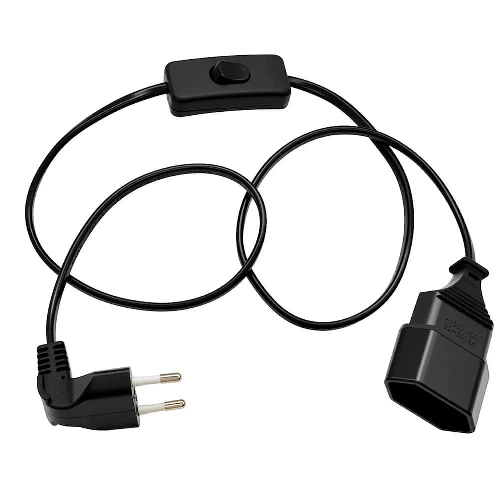 Rallonge électrique EU 2 broches - Câble électrique de 1 m avec interrupteur marche/arrêt, 2,5 A 250