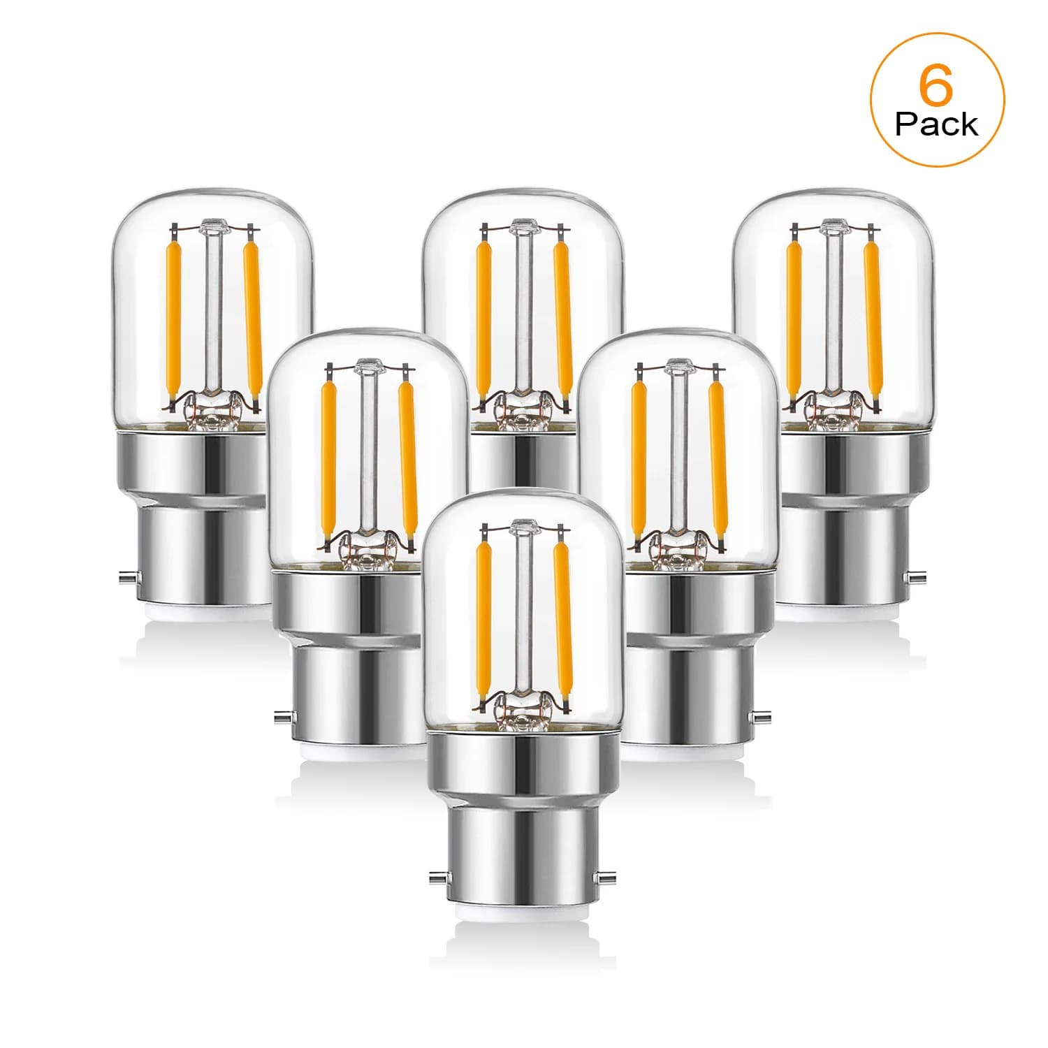 Mini ampoules LED tubulaires à base de baïonnette B22, ampoule décorative intérieure, verre transpar