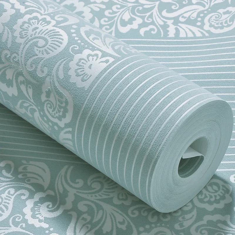 Papier peint à fleurs en relief de style européen, papiers peints de chambre à coucher, grand, rayé,