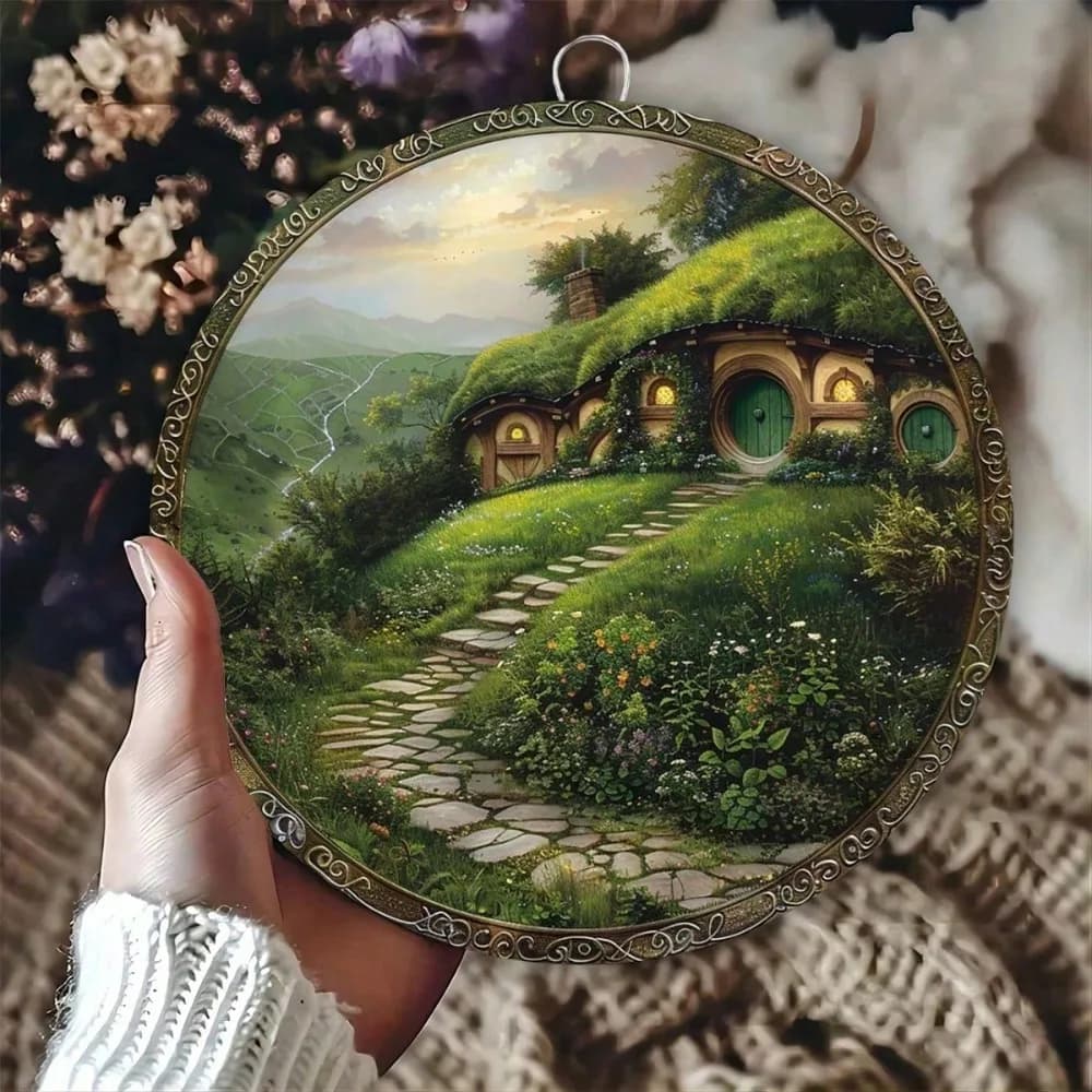 VintageLoom – panneau métallique rustique pour maison Hobbit, Design du crépuscule, Art mural pour i