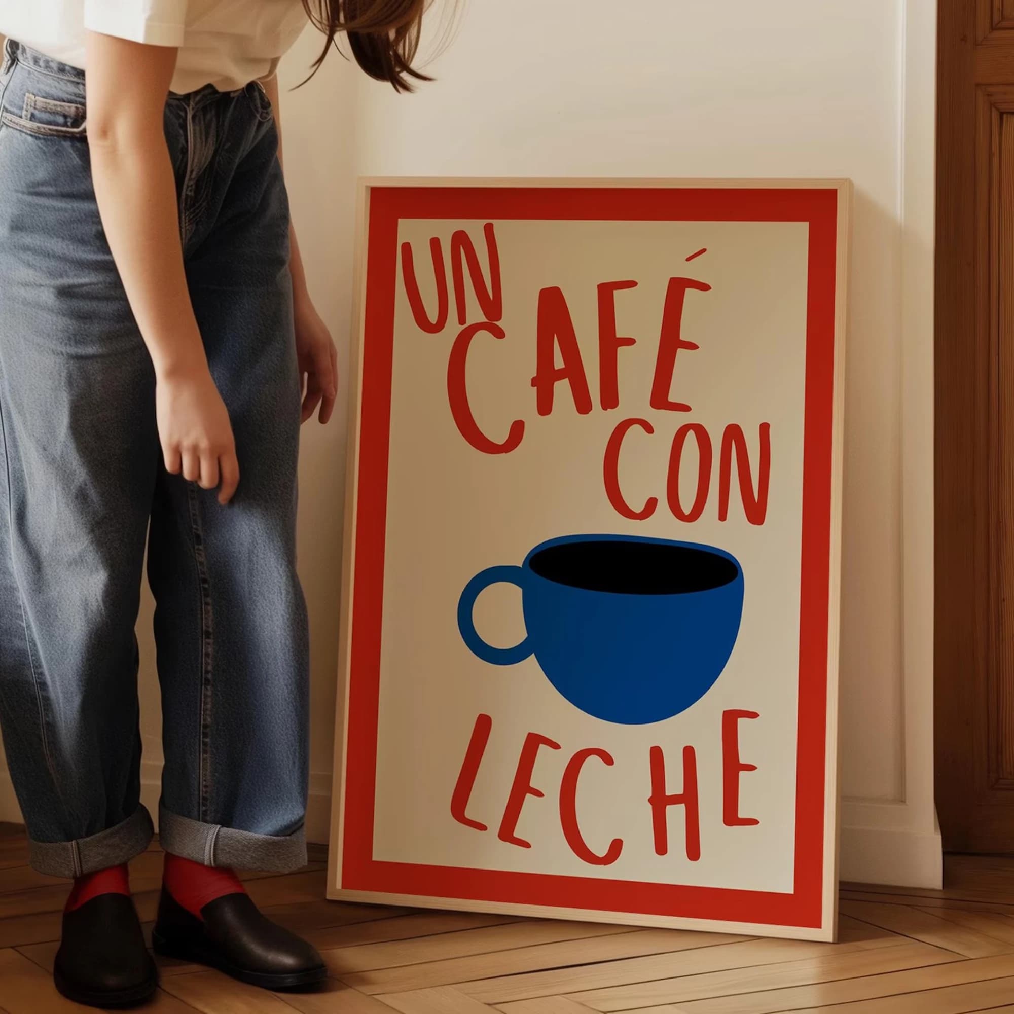 Cafe Con Leche, cuisine espagnole, amoureux du café, impression murale, peinture sur toile, affiche,