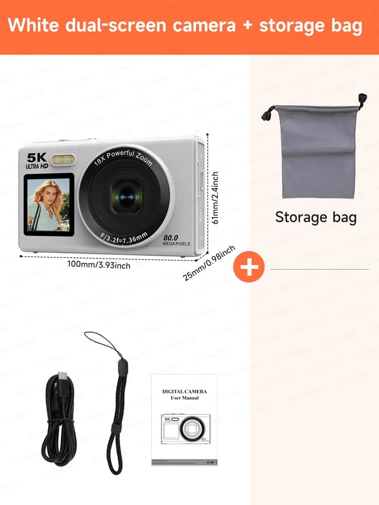 Appareil photo numérique 5K 8000W Pixel rétro CCD double écran caméras photographiques 80MP Vlog Cam