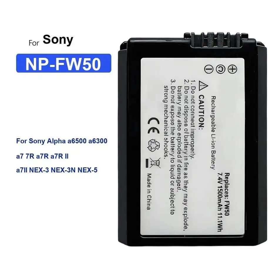 Batterie d'appareil photo numérique NP-FW50 pour Sony Alpha a6500 a6300 a7 7R a7R a7R II a7II Nex-3