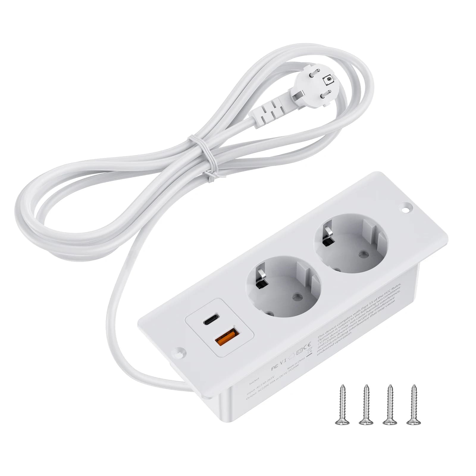 Prises encastrées de Table ue prises intégrées avec USB Type C PD20W multiprise bureau prise de cour